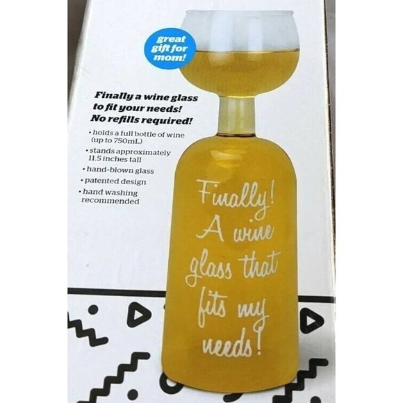 NIB Big Wine Bottle Glass Mouth Whole Drink Novelty Mom Gag Gift Ultimate 750 ML - Picture 9 of 10